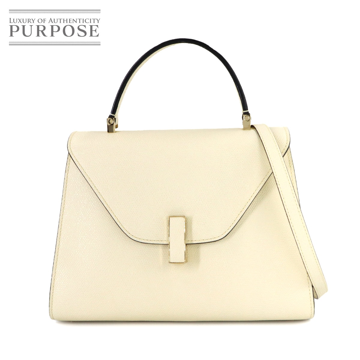 Valextra ミディアム イジィデ 2way ハンド ショルダー バッグ レザー ホワイト Iside Medium ヴァレクストラ 90314505
