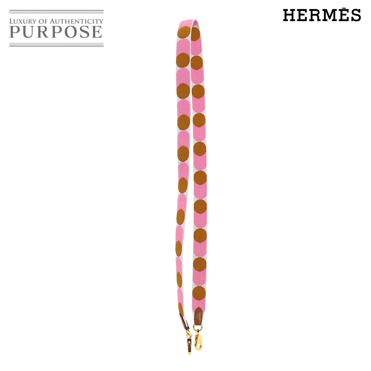 HERMES バンドリエール サングル フリッパーボール 25mm ショルダー ストラップ トワル スイフト ピンク セサミ Z刻印 Bandouliere Sangles エルメス 90317829
