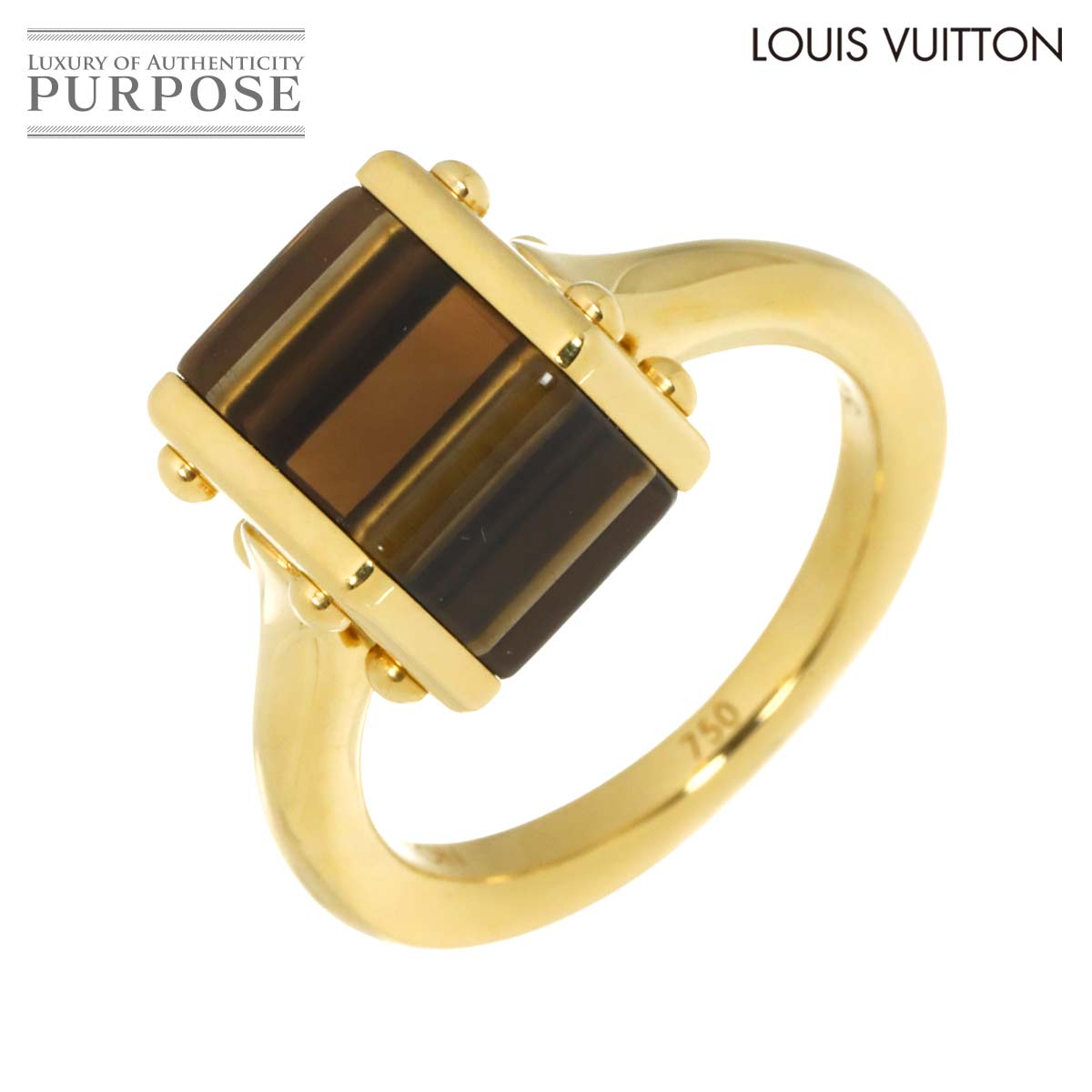 LOUIS VUITTON バーグ キューブ 15.5号 リング クォーツ K18 YG イエローゴールド 750 Ring ルイヴィトン 90315505