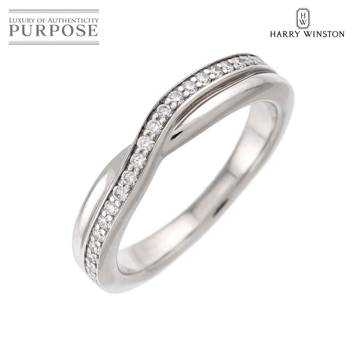 HARRY WINSTON トリスト ワンロウ バンド 4.5号 リング ダイヤ Pt プラチナ 指輪 Diamond Ring ハリーウィンストン 90315533