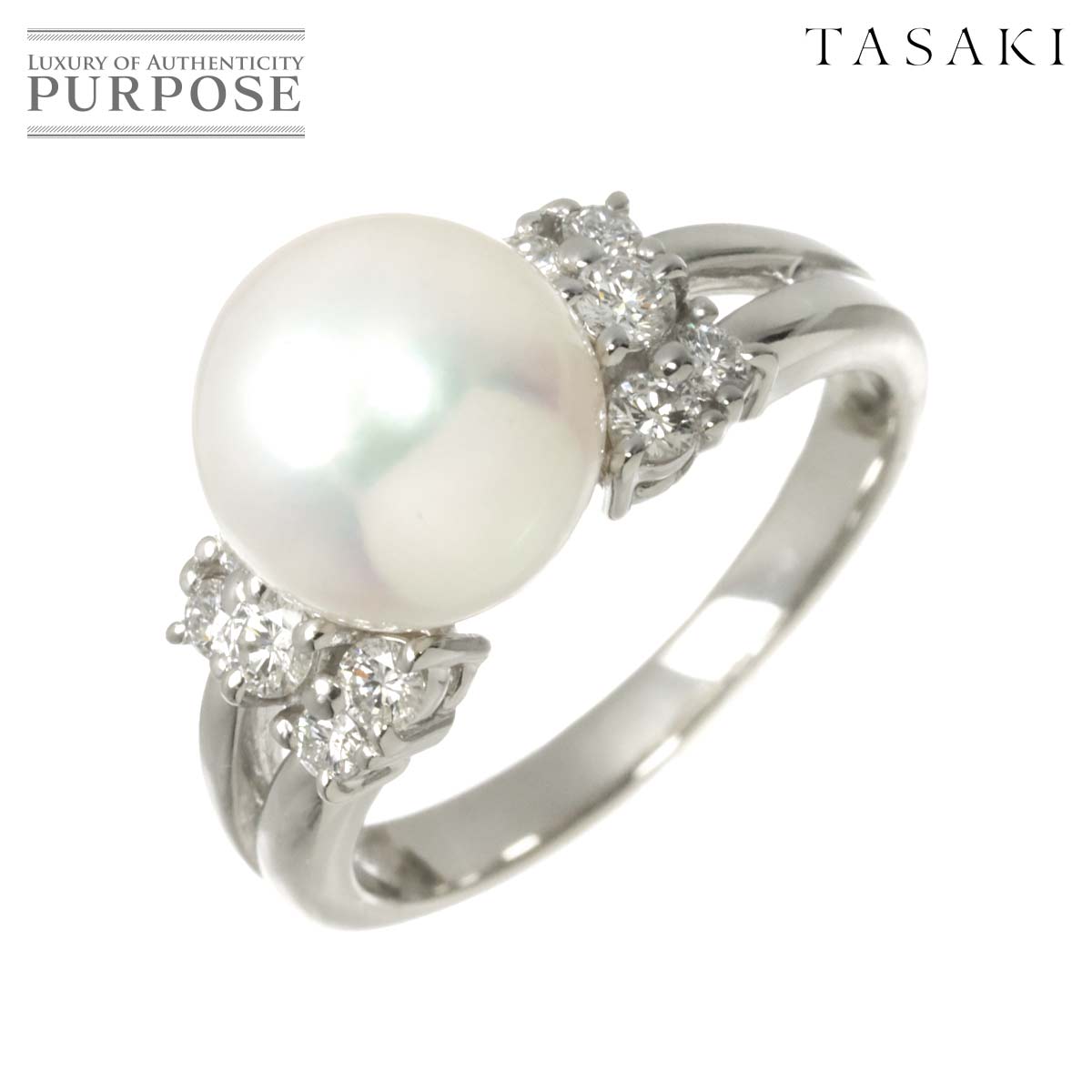 TASAKI 11.5号 リング アコヤ真珠 9.2mm ダイヤ 0.34ct Pt プラチナ パール 指輪 田崎真珠 Akoya Pearl Ring タサキ 90315651