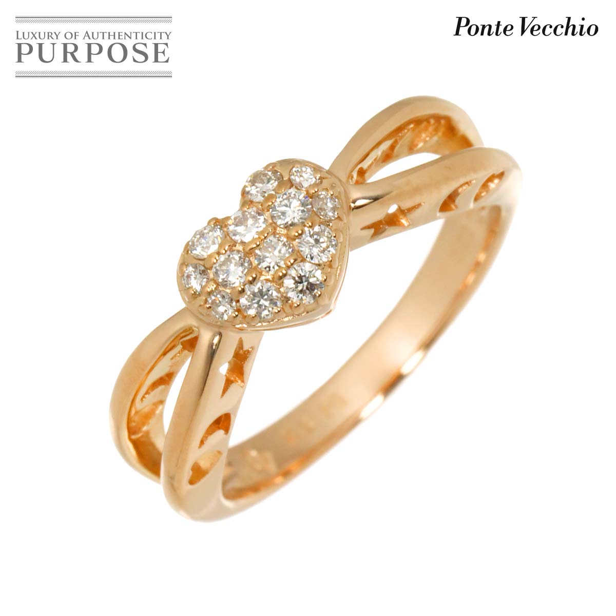 Ponte Vecchio 12号 リング ダイヤ 0.20ct K18 PG ピンクゴールド 750 指輪 ハート Diamond Ring ポンテヴェキオ 90316363