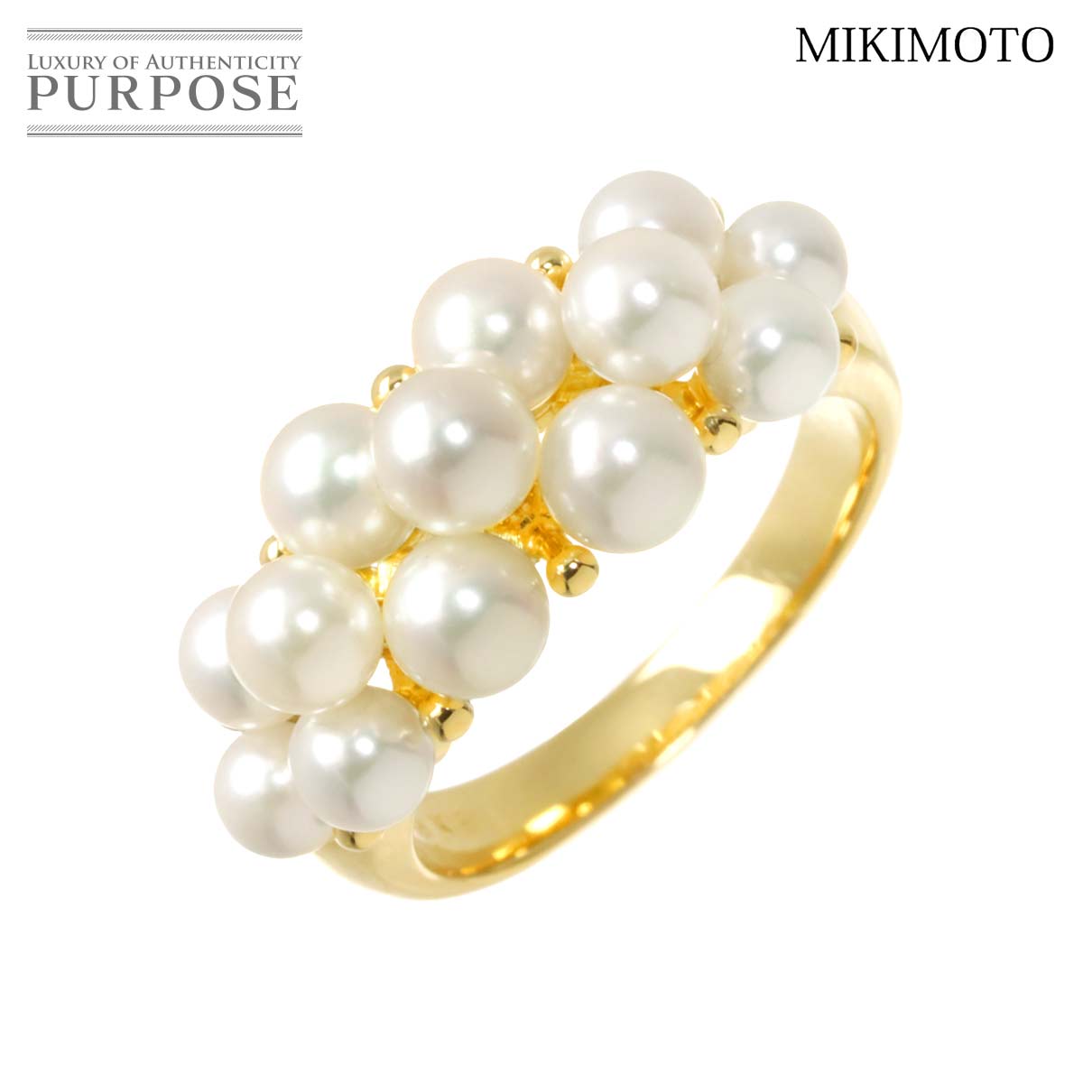 MIKIMOTO 9号 リング ベビーパール 4.2-3.3mm K18 YG イエローゴールド 750 真珠 指輪 Baby Pearl Ring ミキモト 90317114