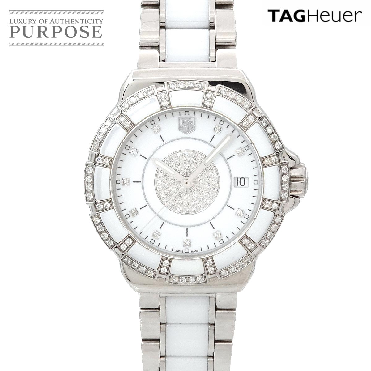 TAG Heuer フォーミュラ1 WAH121D 10P ダイヤ レディース 腕時計 デイト ダイヤベゼル ホワイト セラミック クォーツ ウォッチ Formula 1 タグホイヤー 90319038
