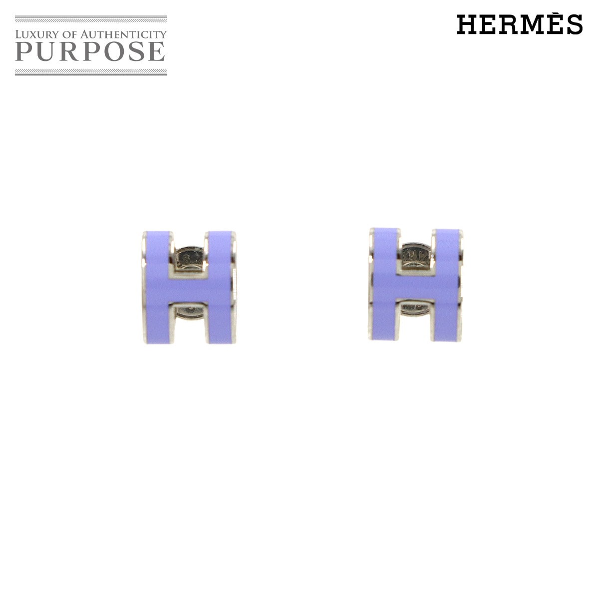 HERMES ミニ ポップ アッシュ ピアス リラ シルバー アクセサリー Mini Pop H Earrings エルメス 90316089