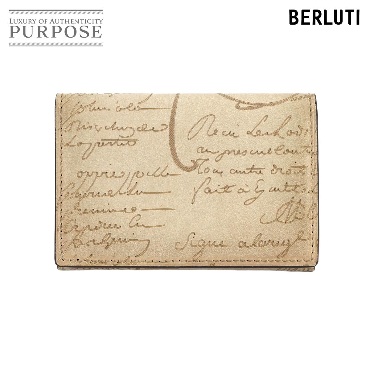 Berluti カリグラフィ インブイア カードケース 名刺入れ ヴェネチアレザー ベージュ ブラウン IMBUIA Card case ベルルッティ 90318230