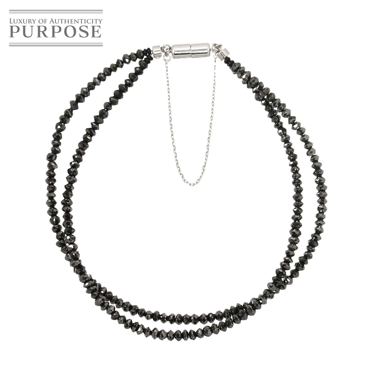 ブラックダイヤ ブレスレット 17.5cm K18 WG ホワイトゴールド 750 Diamond Bracelet 90320851