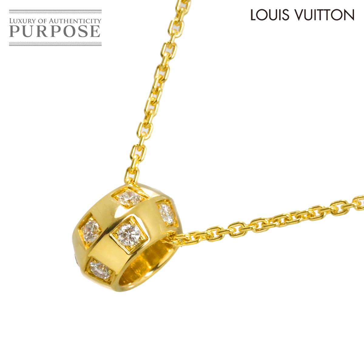 LOUIS VUITTON ル ダミエ ドゥ ダイヤ ネックレス 50cm K18 YG イエローゴールド 750 Necklace ルイ ヴィトン 90315699