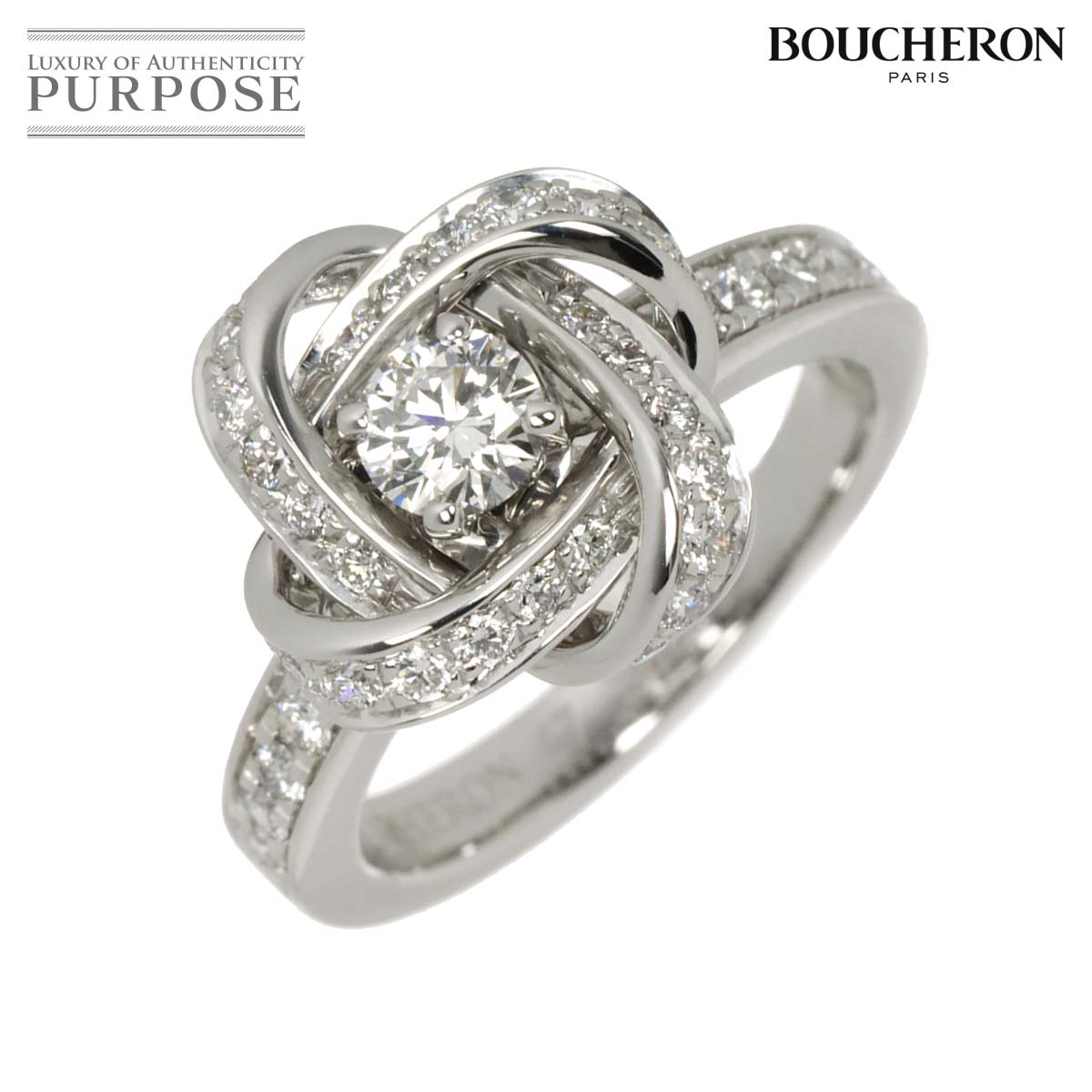 BOUCHERON ピヴォワンヌ ダイヤ 0.23ct F/VS1/3EX #47 リング K18 WG 750 指輪 PIVOINE Diamond Ring【鑑定書・証明書付き】ブシュロン 90315722
