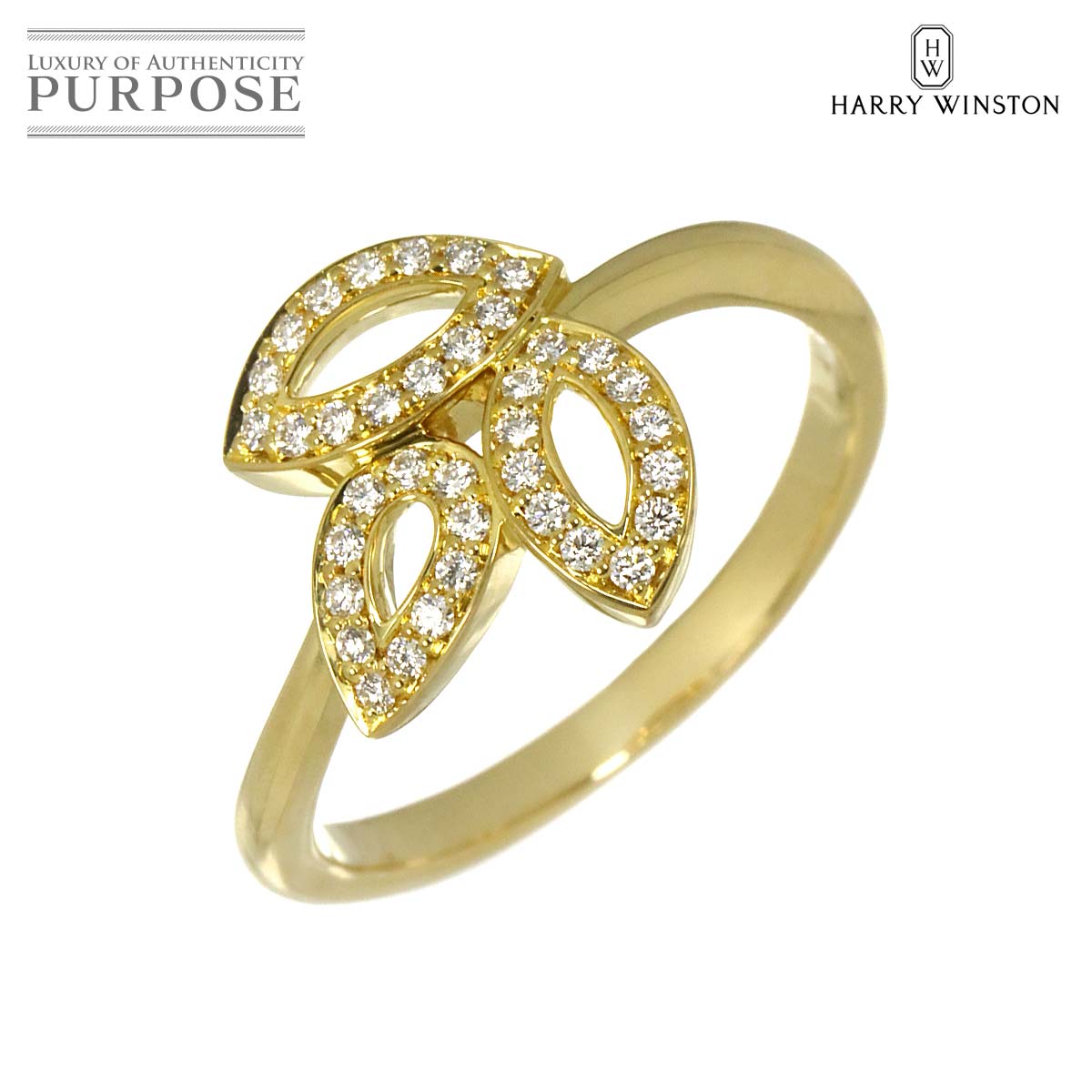 HARRY WINSTON リリークラスター ミニ 15号 リング ダイヤ K18 YG イエローゴールド 750 指輪 HW Diamond Ring【証明書】ハリーウィンストン 90317466
