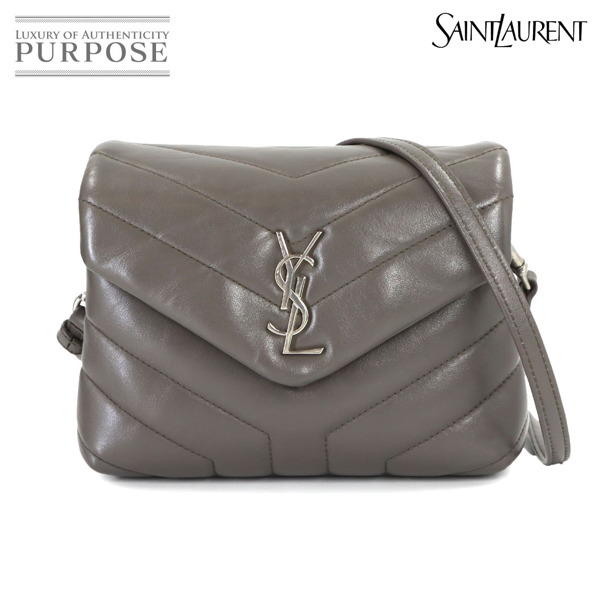 SAINT LAURENT ルル トイ ショルダー バッグ レザー グレー 467072 Loulou toy Bag サンローラン 90316648