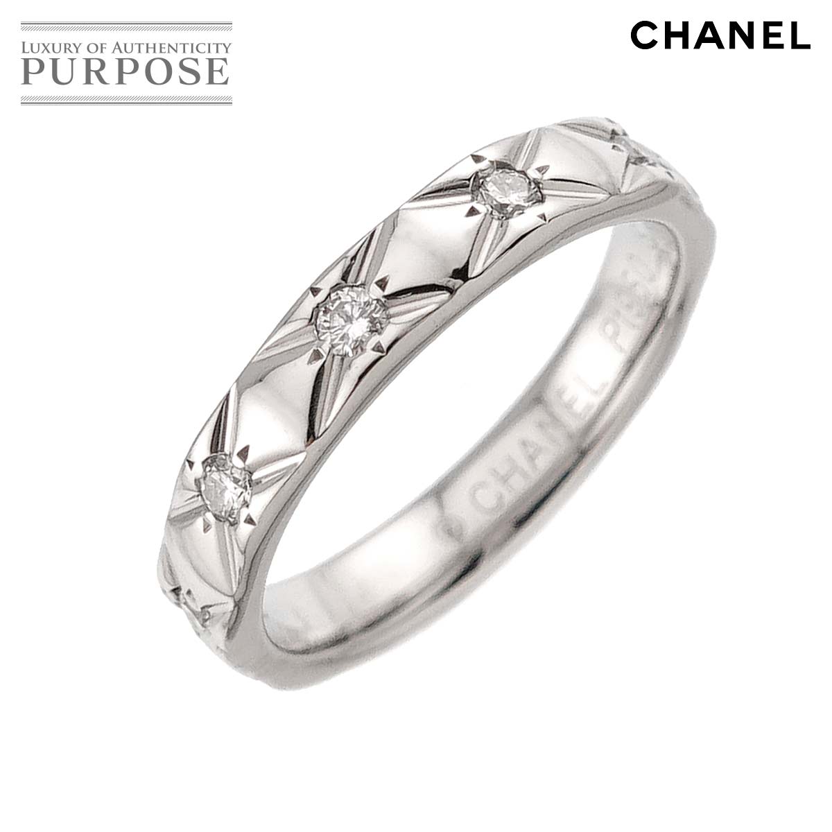 CHANEL マトラッセ #48 リング ダイヤ Pt プラチナ 指輪 Diamond Ring 【証明書付き】シャネル 90315646