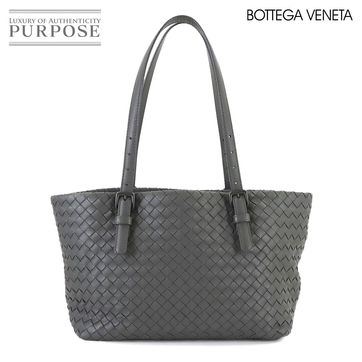 BOTTEGA VENETA イントレチャート トート バッグ レザー グレー Intrecciato Tote Bag ボッテガ ヴェネタ 90316743