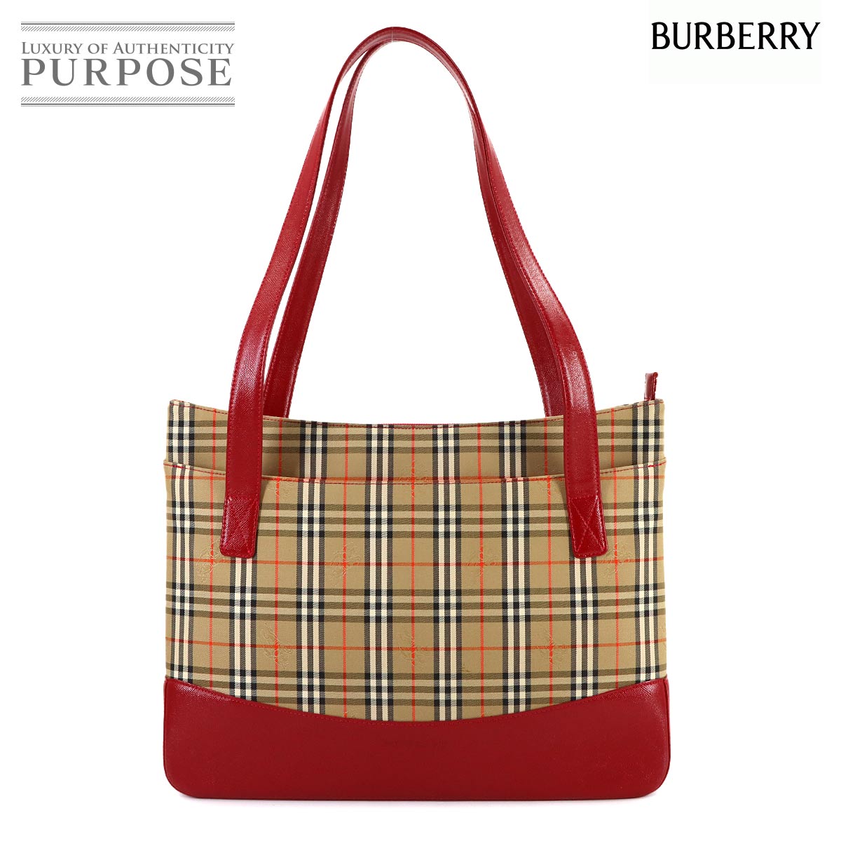 BURBERRY ミディアム チェック トート バッグ PVC レザー ダークバーチ