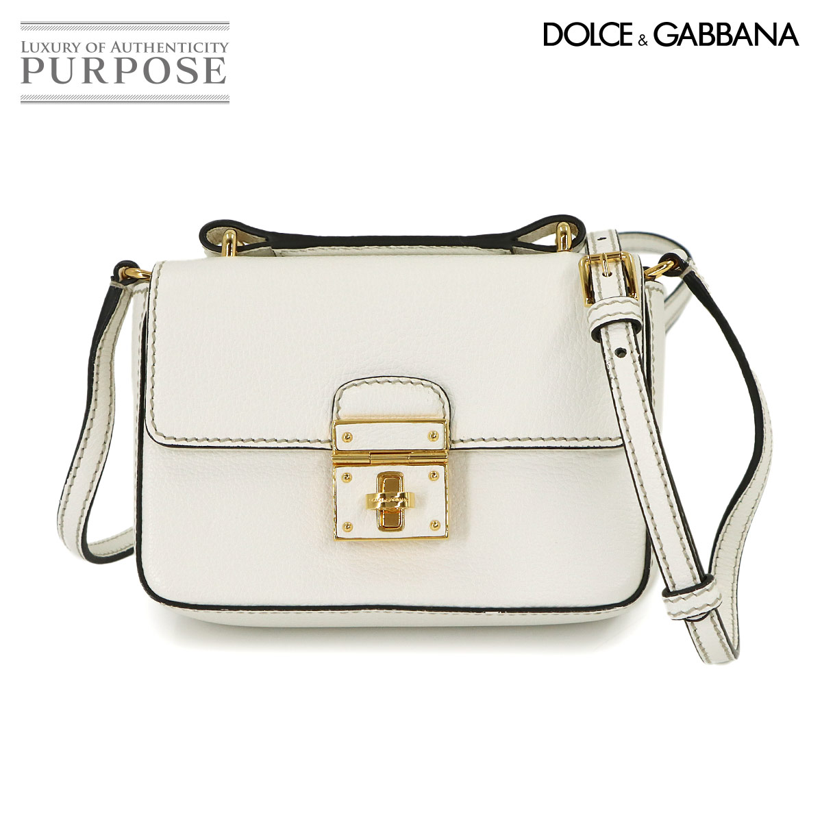 DOLCE&GABBANA ロザリア ミニ トップハンドル 2way ハンド ショルダー バッグ レザー ホワイト ゴールド 金具 Rosalia Mini Top Handle Bag ドルチェ&ガッバーナ 90318244