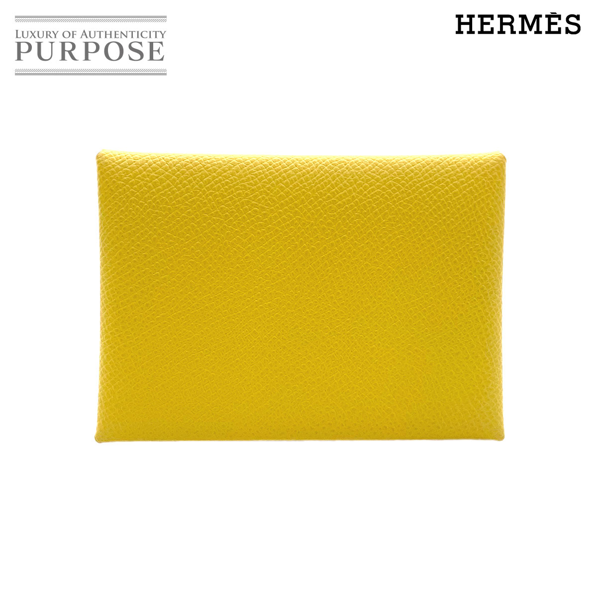 HERMES カルヴィ デュオ カードケース 名刺入れ エプソン ジョーヌナプル U刻印 Calvi Card Case エルメス 90318897