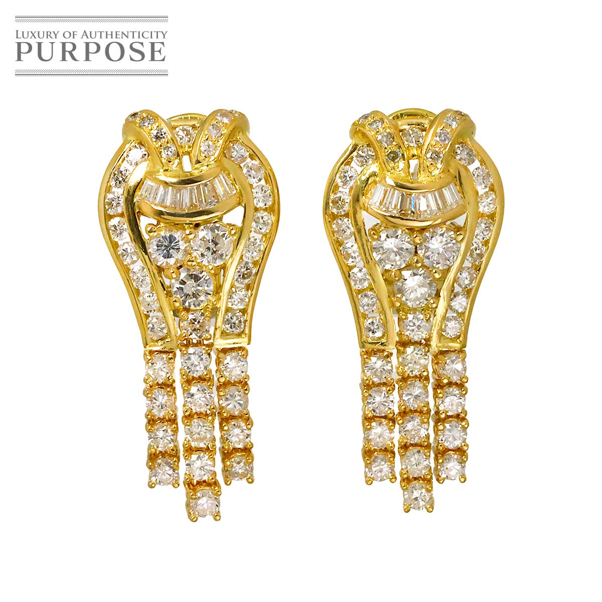 ダイヤ 0.58ct/0.58ct 1.15ct/1.15ct ピアス K18 YG イエローゴールド 750 Diamond Earrings Pierced 90316251