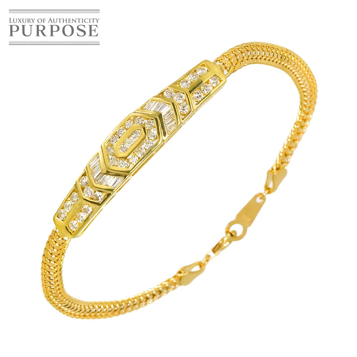 ダイヤ 0.95ct ブレスレット 18.5cm K18 YG イエローゴールド 750 Diamond Bracelet 90316382