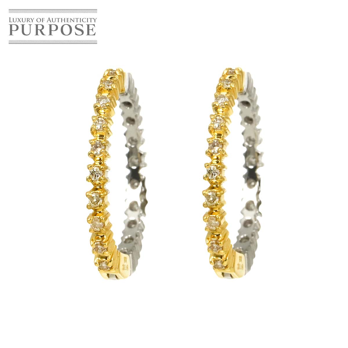 ダイヤ 0.11ct/0.11ct K18 YG Pt イヤリング イエローゴールド 750 プラチナ Diamond Earrings Clip-on 90318125