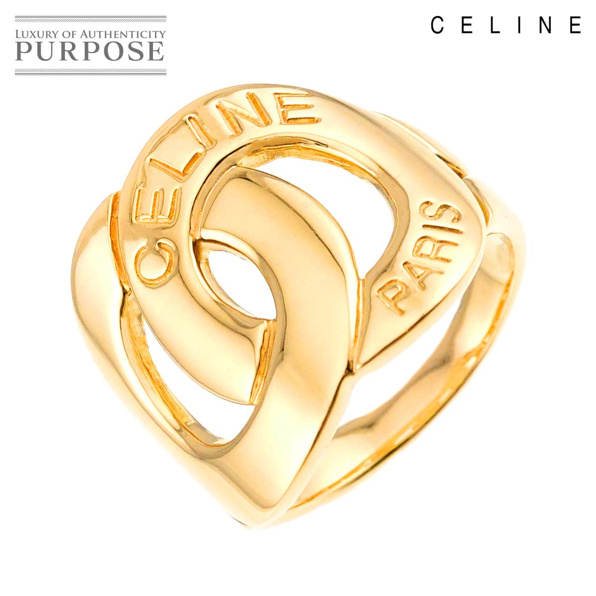 CELINE ロゴ 19号 リング K18 YG イエローゴールド 750 指輪 Logo Ring セリーヌ 90313812