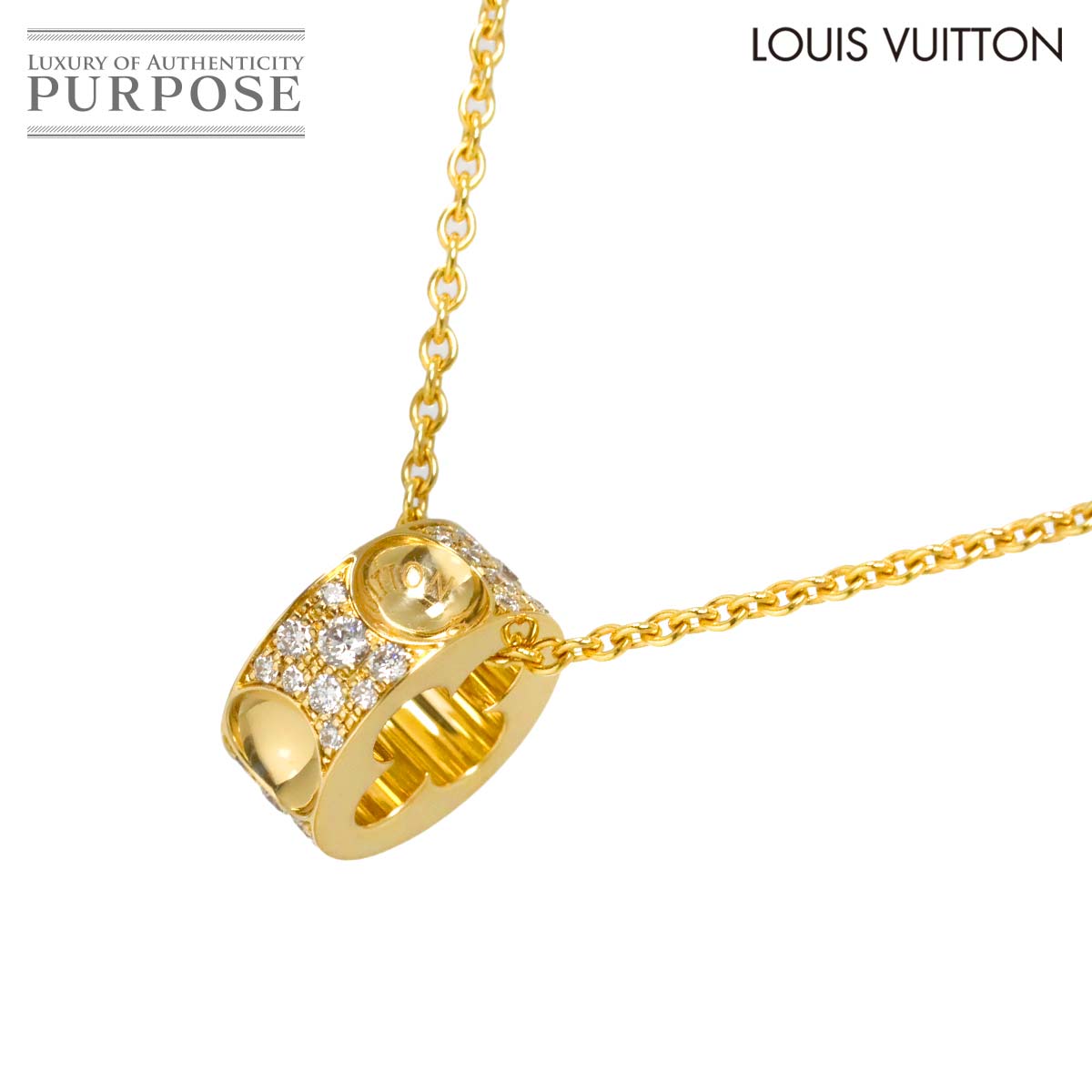 LOUIS VUITTON パンダンティフ アンプラント ダイヤ ネックレス 40cm K18 YG イエローゴールド 750 Necklace ルイ ヴィトン 90315672