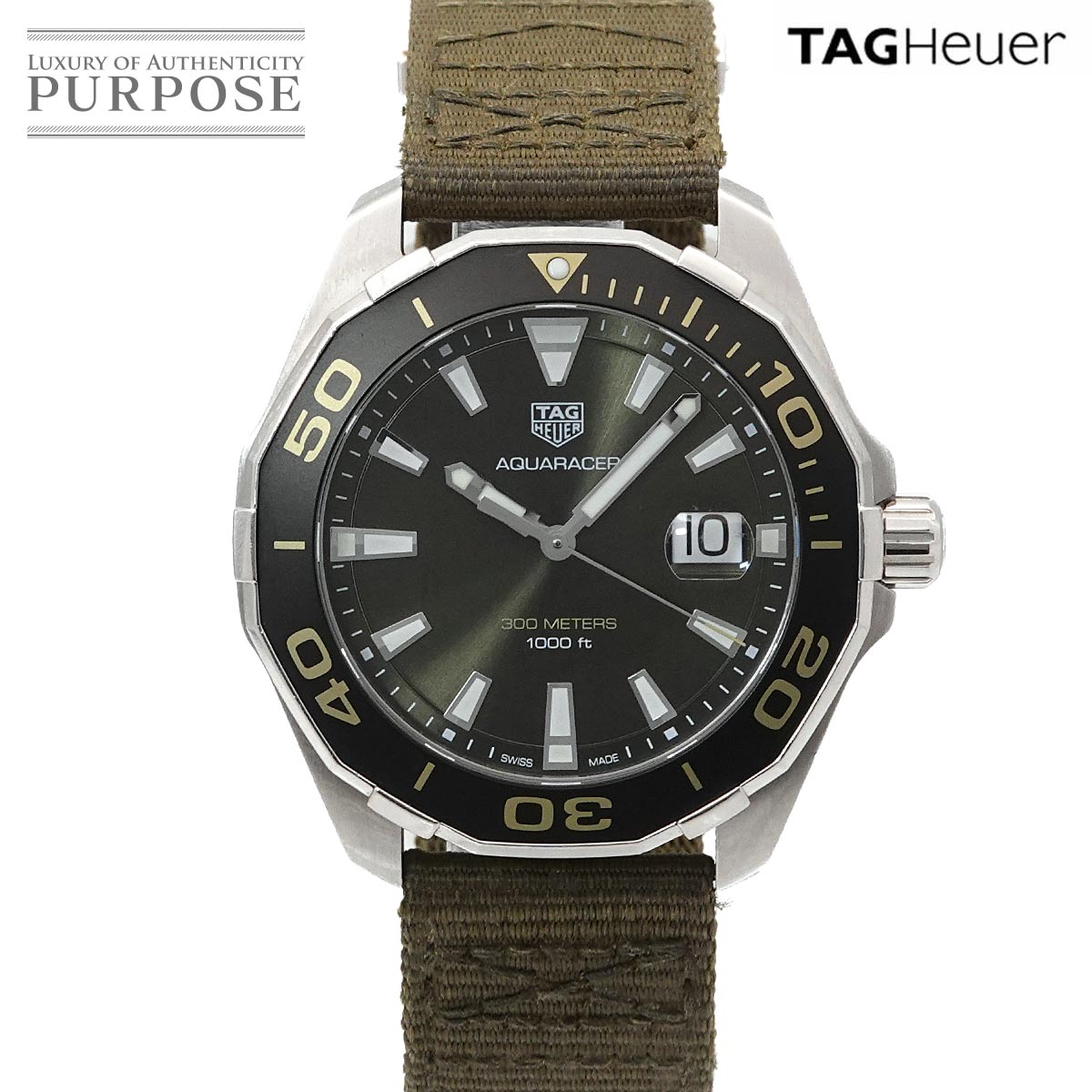 TAG Heuer アクアレーサー WAY101E メンズ 腕時計 デイト カーキ クォーツ ウォッチ Aqua Racer タグホイヤー 90320059