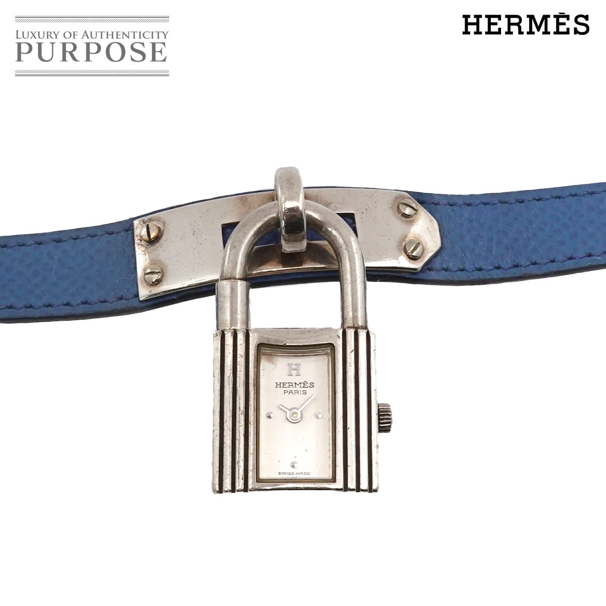 HERMES ケリーウォッチ ヴィンテージ レディース 腕時計 シルバー SV925 イエロー レザー クォーツ ウォッチ カデナ Kelly Watch エルメス 90320107