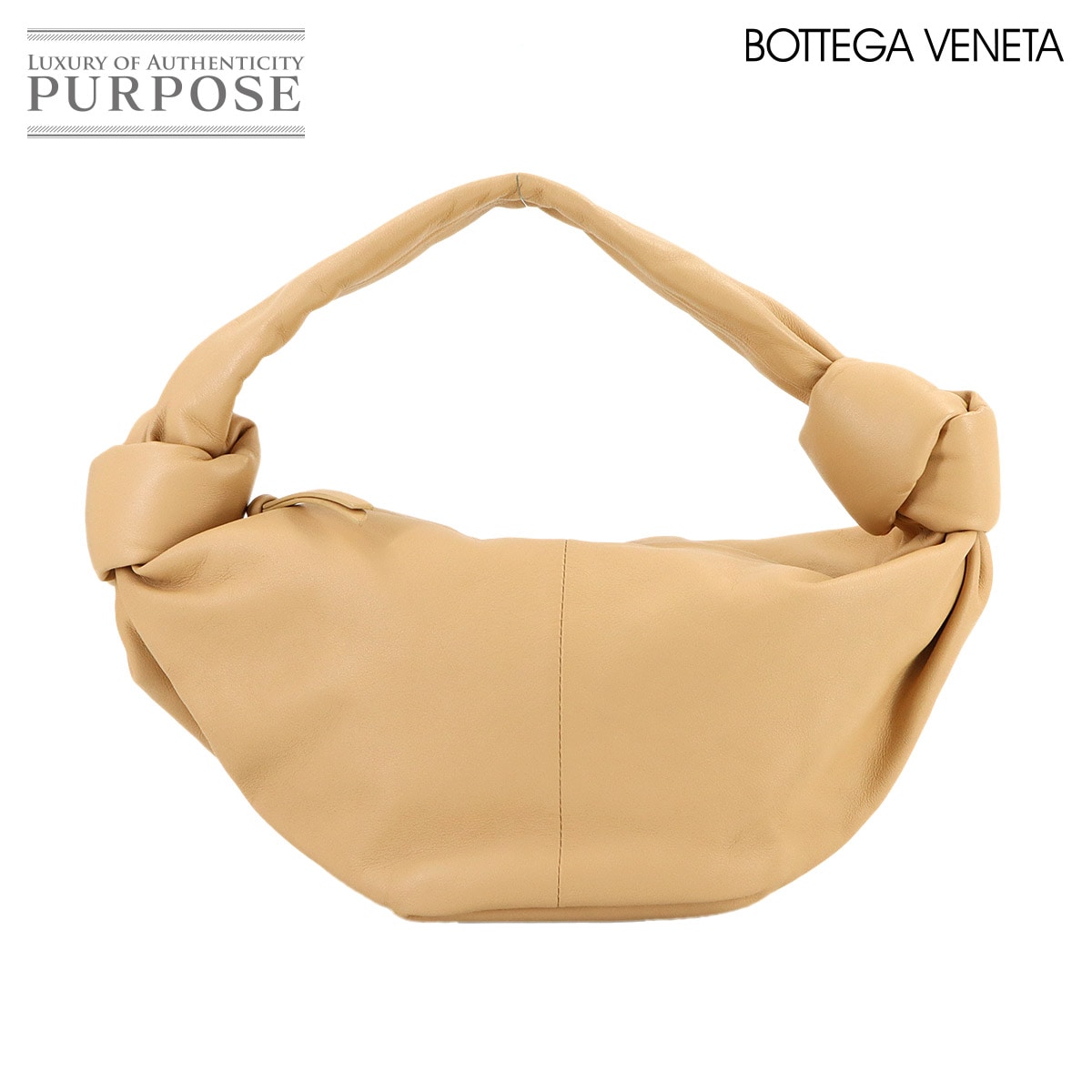 BOTTEGA VENETA ダブルノット ハンド バッグ レザー ベージュ 629635 ゴールド 金具 Double Knot Bag ボッテガ ヴェネタ 90316223