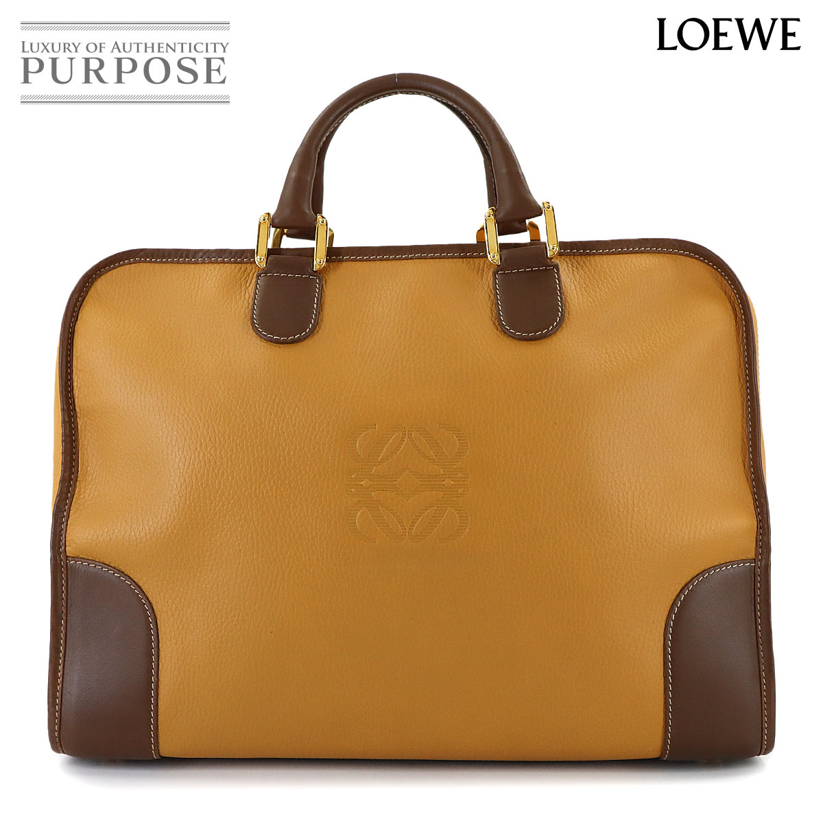 LOEWE アマソナ 40 ハンド ボストン バッグ レザー ブラウン ゴールド 金具 Amazona 40 ロエベ 90316704
