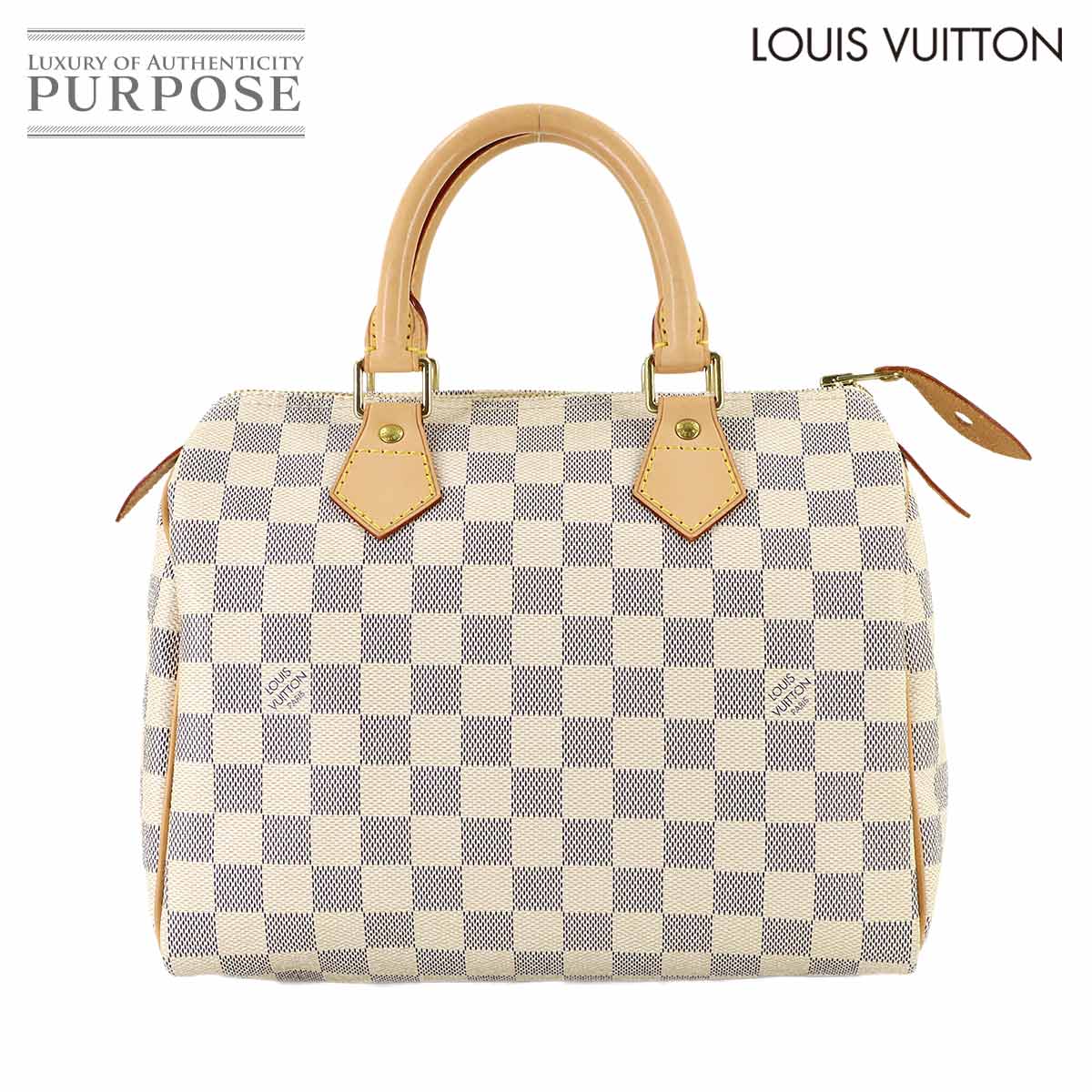 LOUIS VUITTON ダミエ アズール スピーディ 25 ハンド バッグ N41534 ホワイト ゴールド 金具 Speedy 25 ルイ ヴィトン 90317153