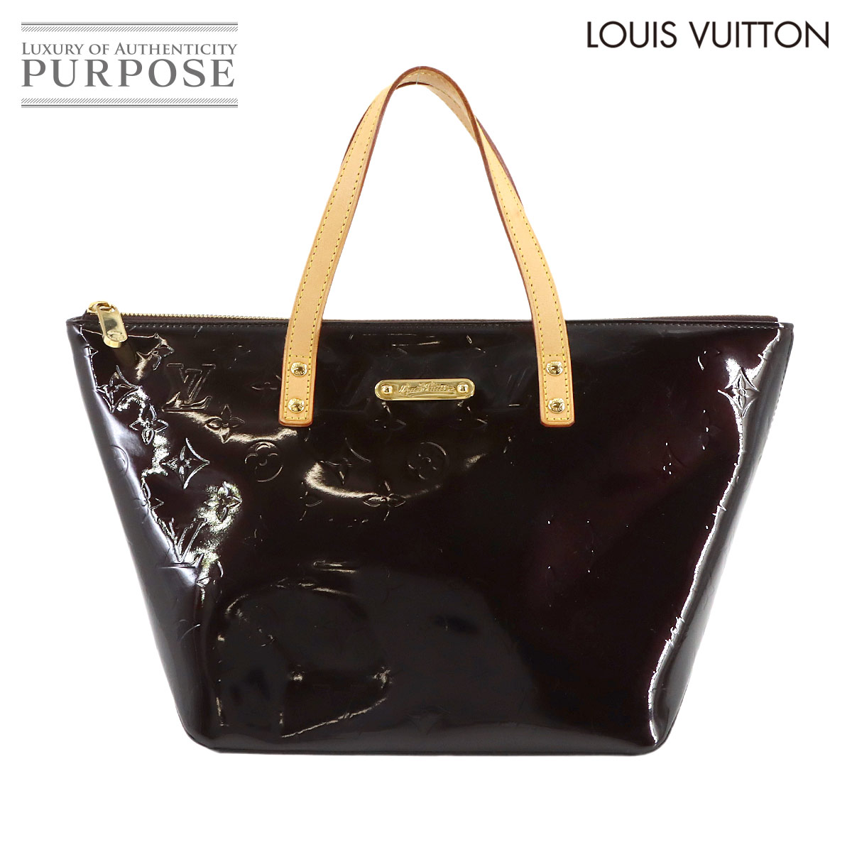 LOUIS VUITTON モノグラム ヴェルニ ベルヴュー PM トート バッグ レザー アマラント M93585 Bellevue PM ルイ ヴィトン 90318008