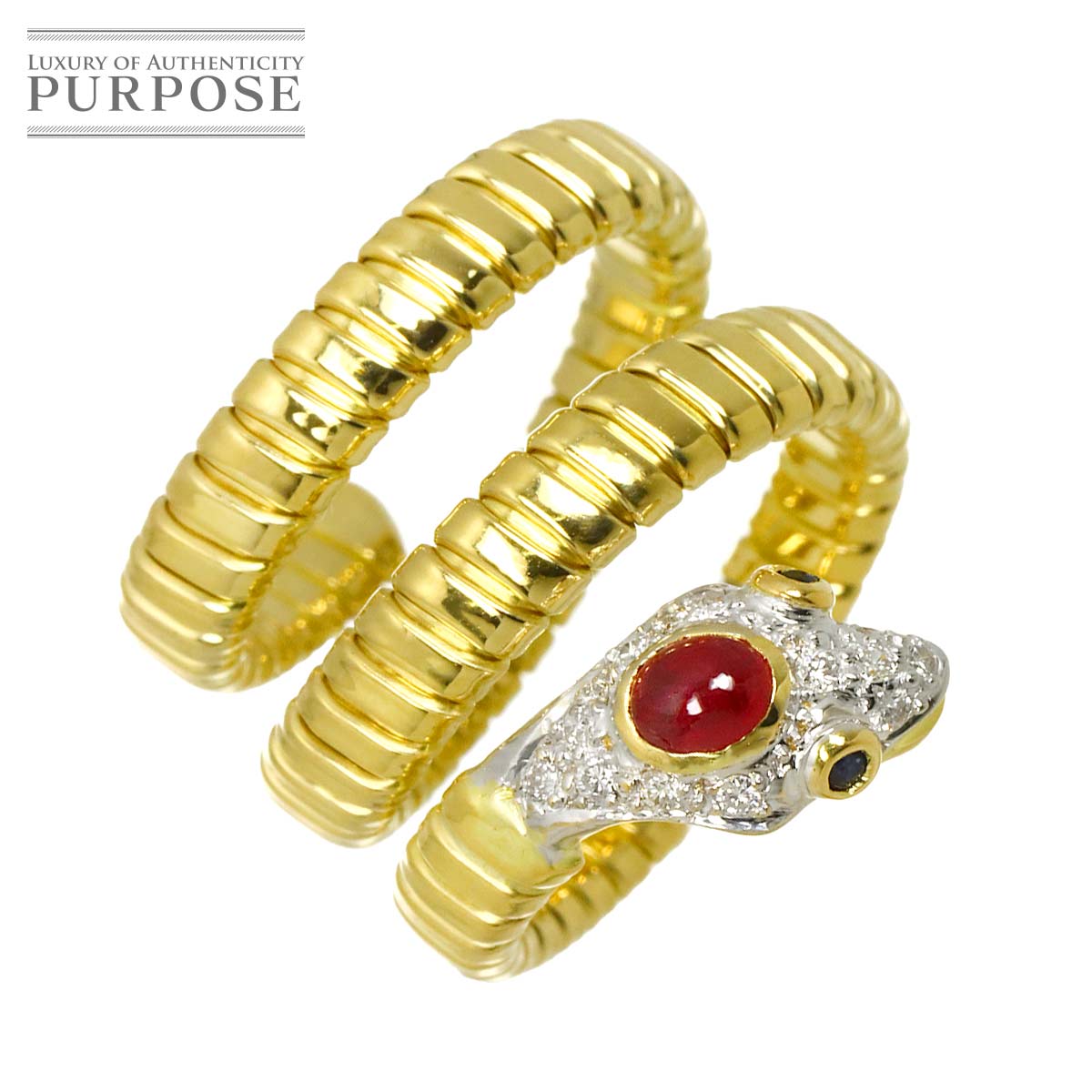 リング 10号 ルビー 0.27ct サファイヤ 0.04ct ダイヤ K18 YG WG イエロー ホワイト ゴールド 750 指輪 Ruby Ring 90306936