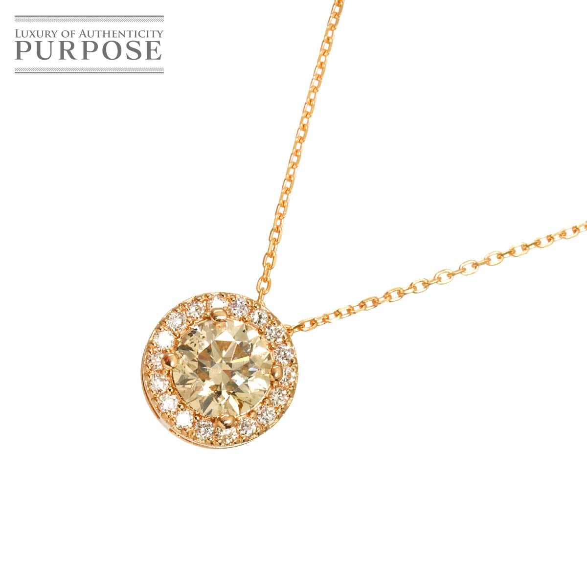 ダイヤ 0.721ct/0.10ct ネックレス 45cm K18 PG ピンクゴールド 750 Diamond Necklace 90316378