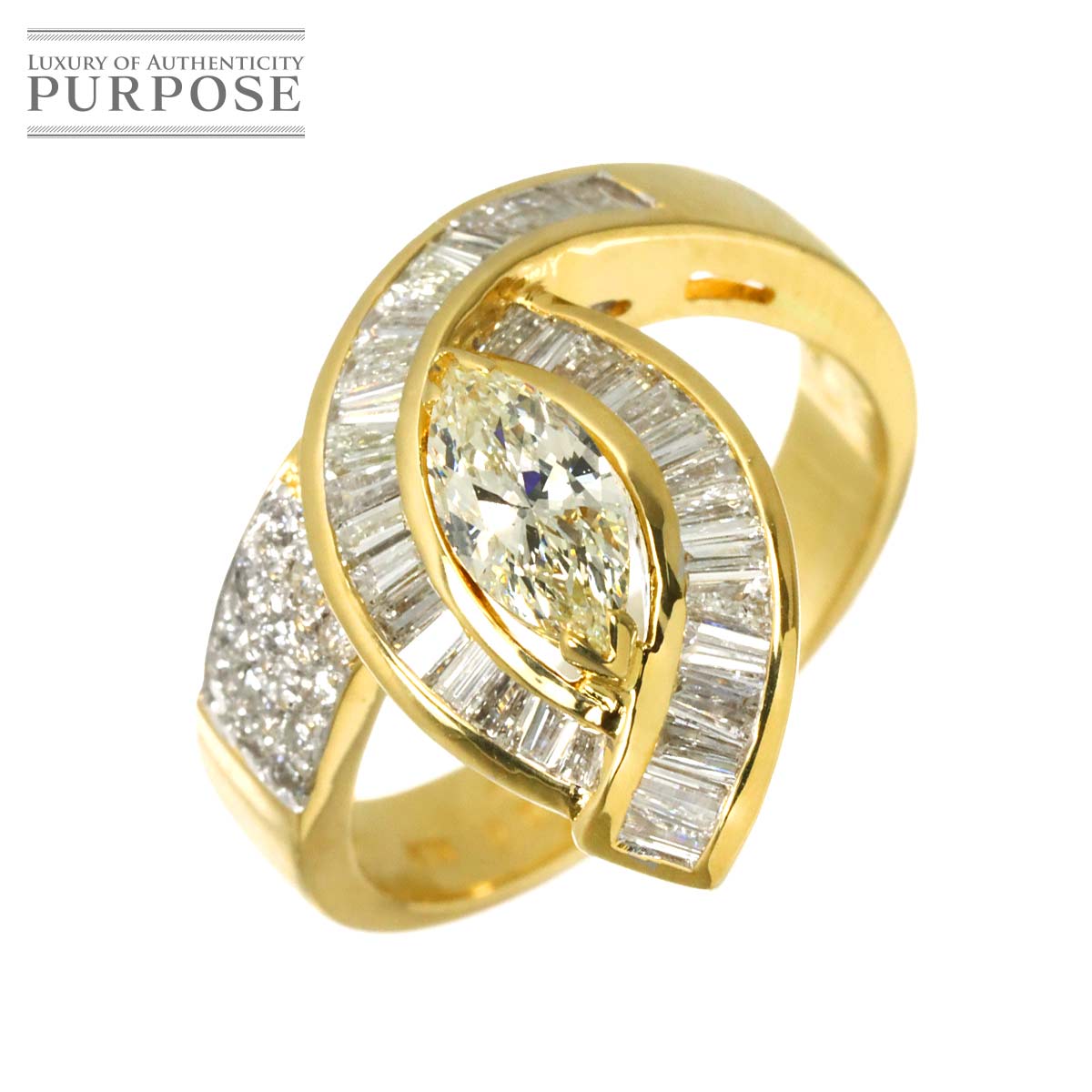 リング 12.5号 ダイヤ 0.81ct/0.50ct K18 YG イエローゴールド 750 指輪 Diamond Ring 90316381
