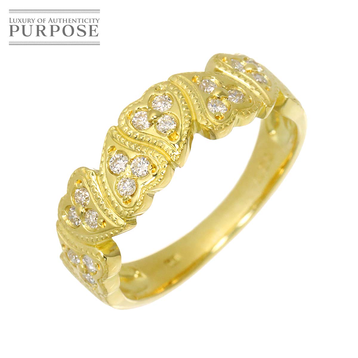 リング 11.5号 ダイヤ 0.20ct K18 YG イエローゴールド 750 指輪 Diamond Ring 90318126