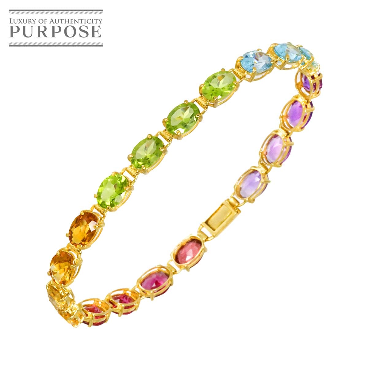 マルチストーン K18 YG ブレスレット 17.5cm イエローゴールド 750 Bracelet 90318376