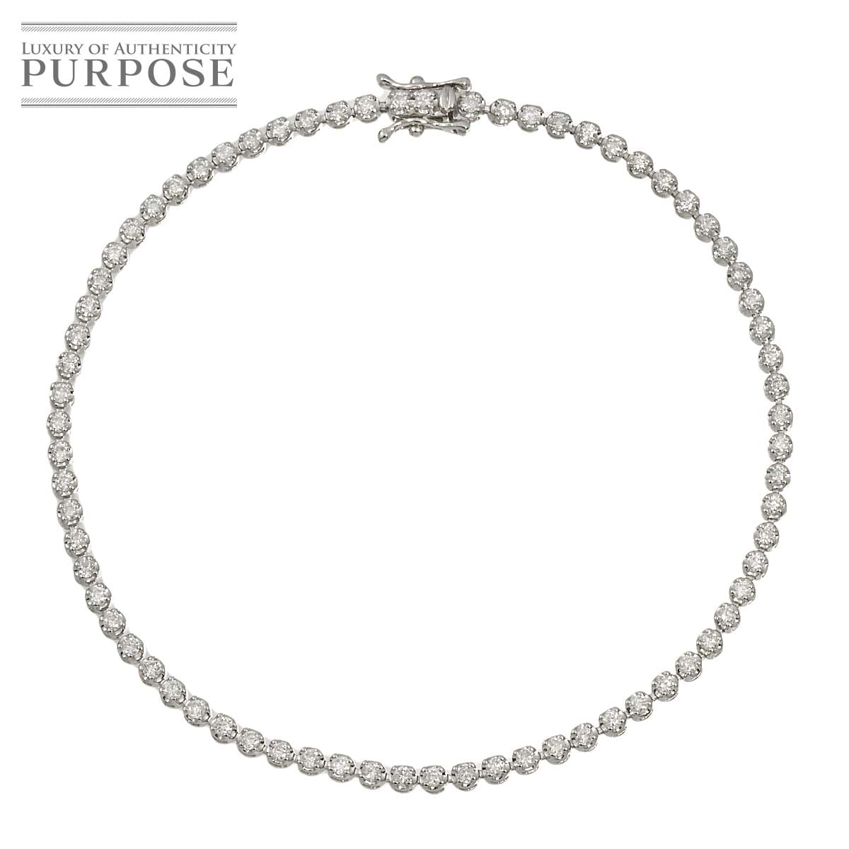 ダイヤ 1.00ct ブレスレット 18.5cm Pt プラチナ Diamond Bracelet 90318377