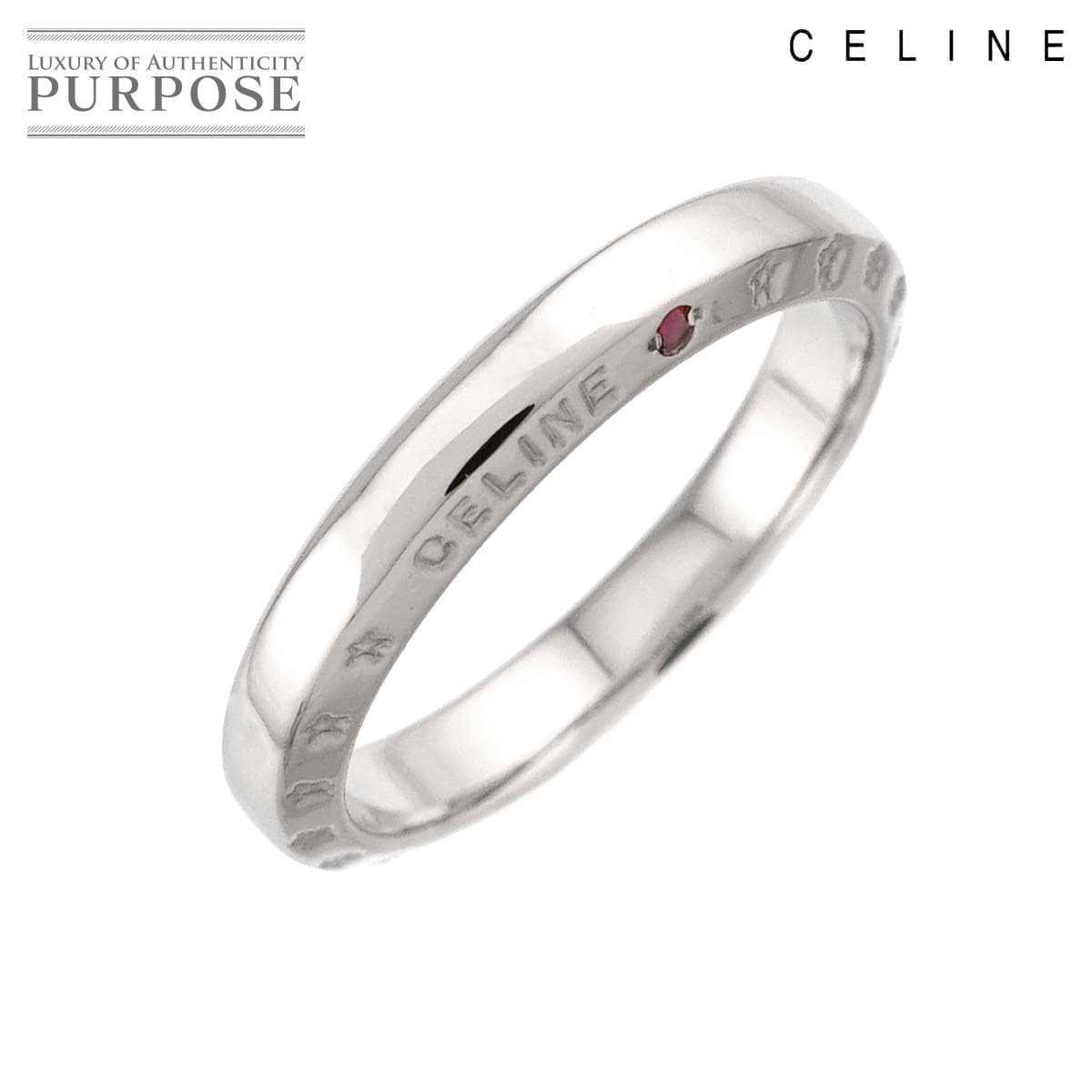 CELINE 9号 リング ルビー Pt プラチナ 指輪 Ruby Ring セリーヌ 90314649