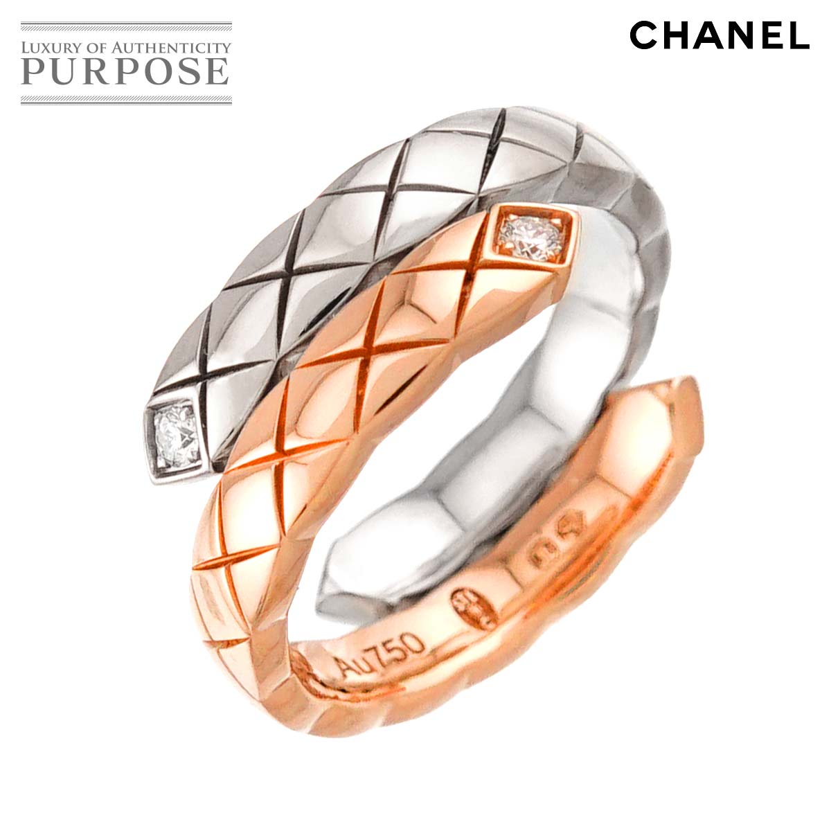 CHANEL ココクラッシュ スモール #45 リング ダイヤ K18 WG PG ホワイト ピンクゴールド 750 指輪 Coco Crush Ring シャネル 90315630