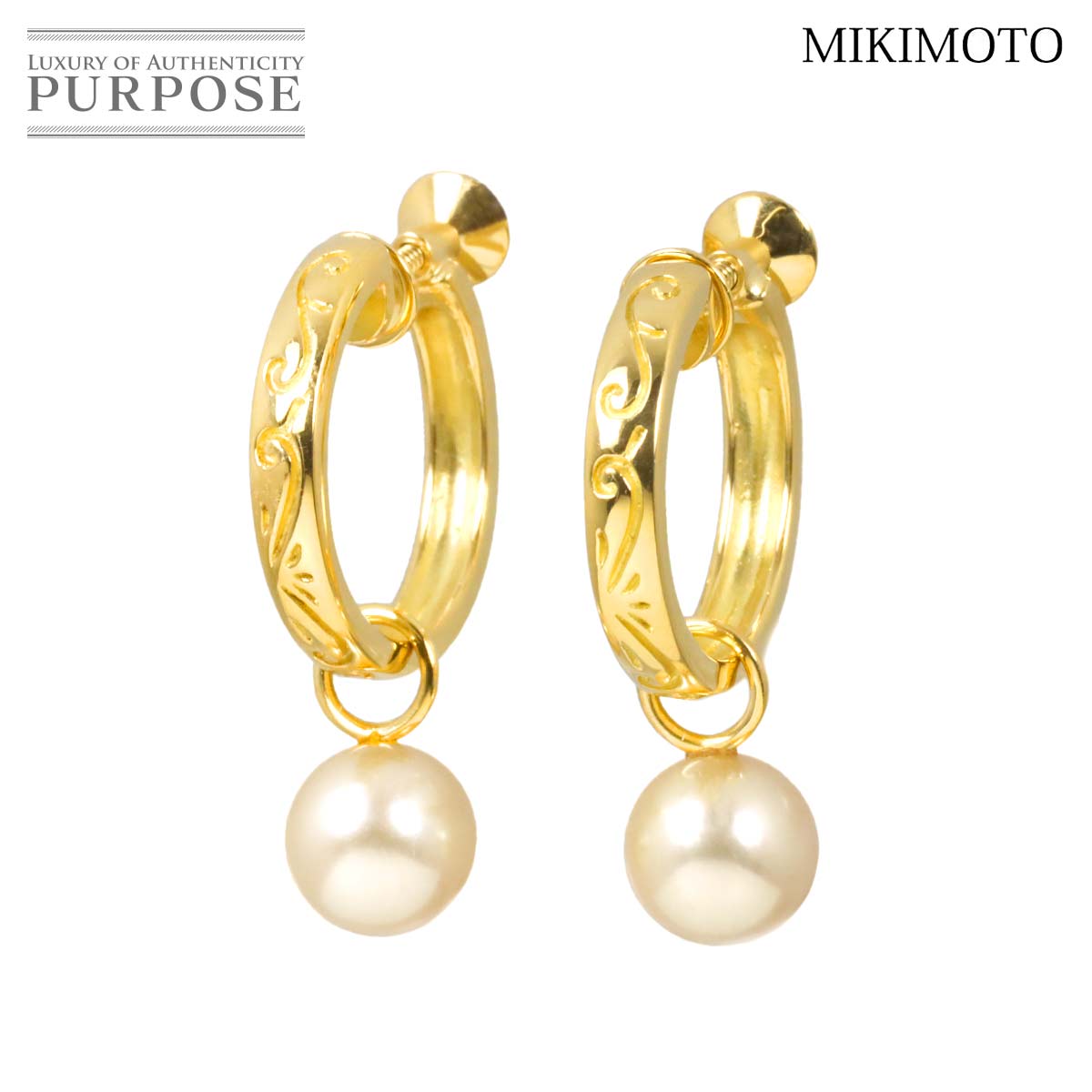 MIKIMOTO アコヤ真珠 7.8mm イヤリング K18 YG イエローゴールド 750 パール Earrings ミキモト 90315820