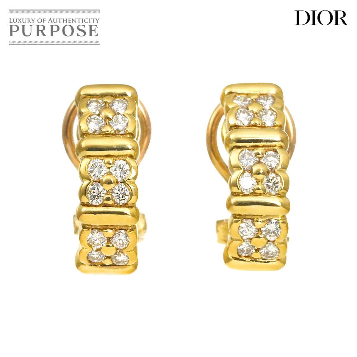 Christian Dior ダイヤ イヤリング K18 YG イエローゴールド 750 Earrings クリスチャン ディオール 90317144