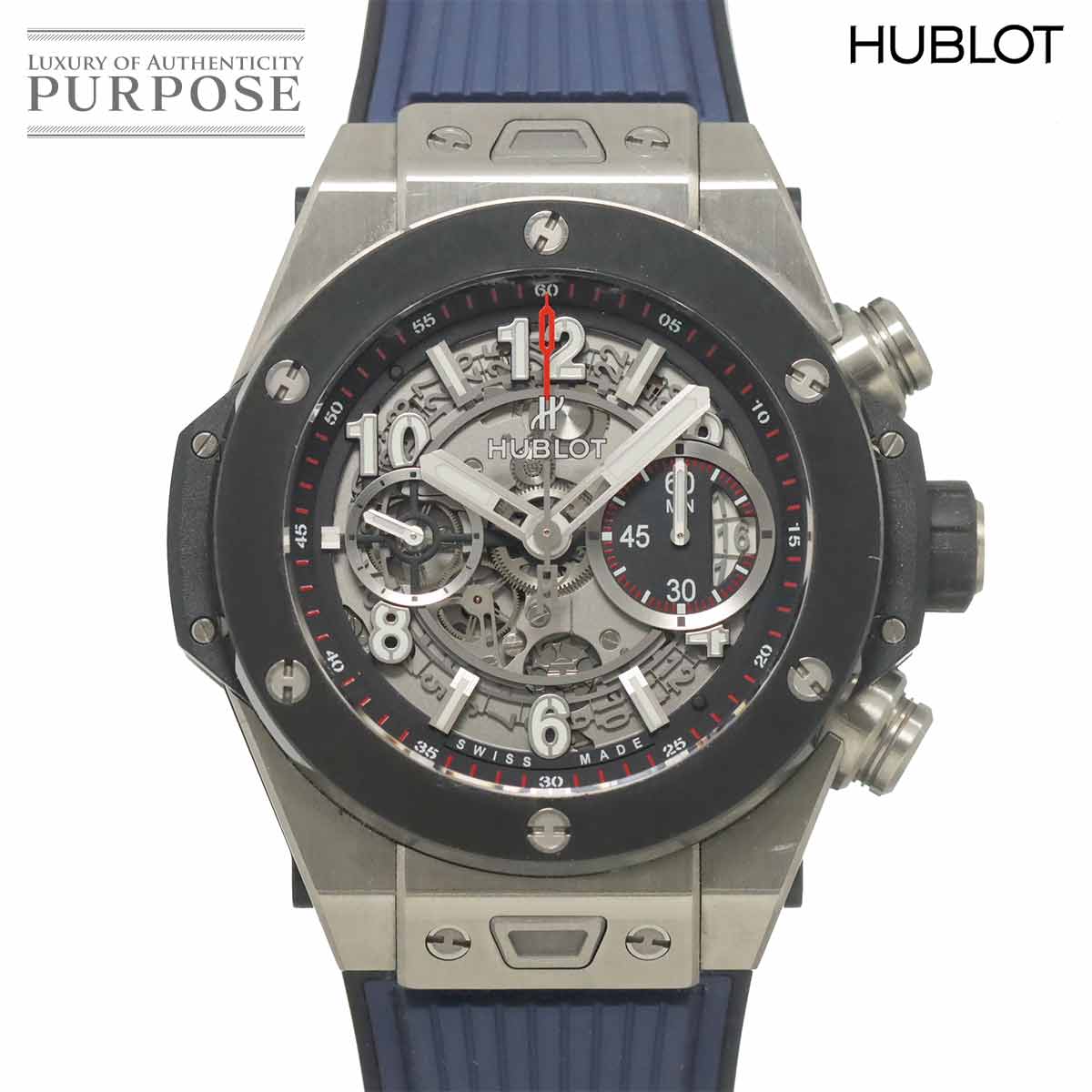 HUBLOT ビッグバン ウニコ 45mm チタニウム セラミック 411 NM 1170 RX クロノグラフ メンズ 腕時計 デイト スケルトン 自動巻き Big bang ウブロ 90319568