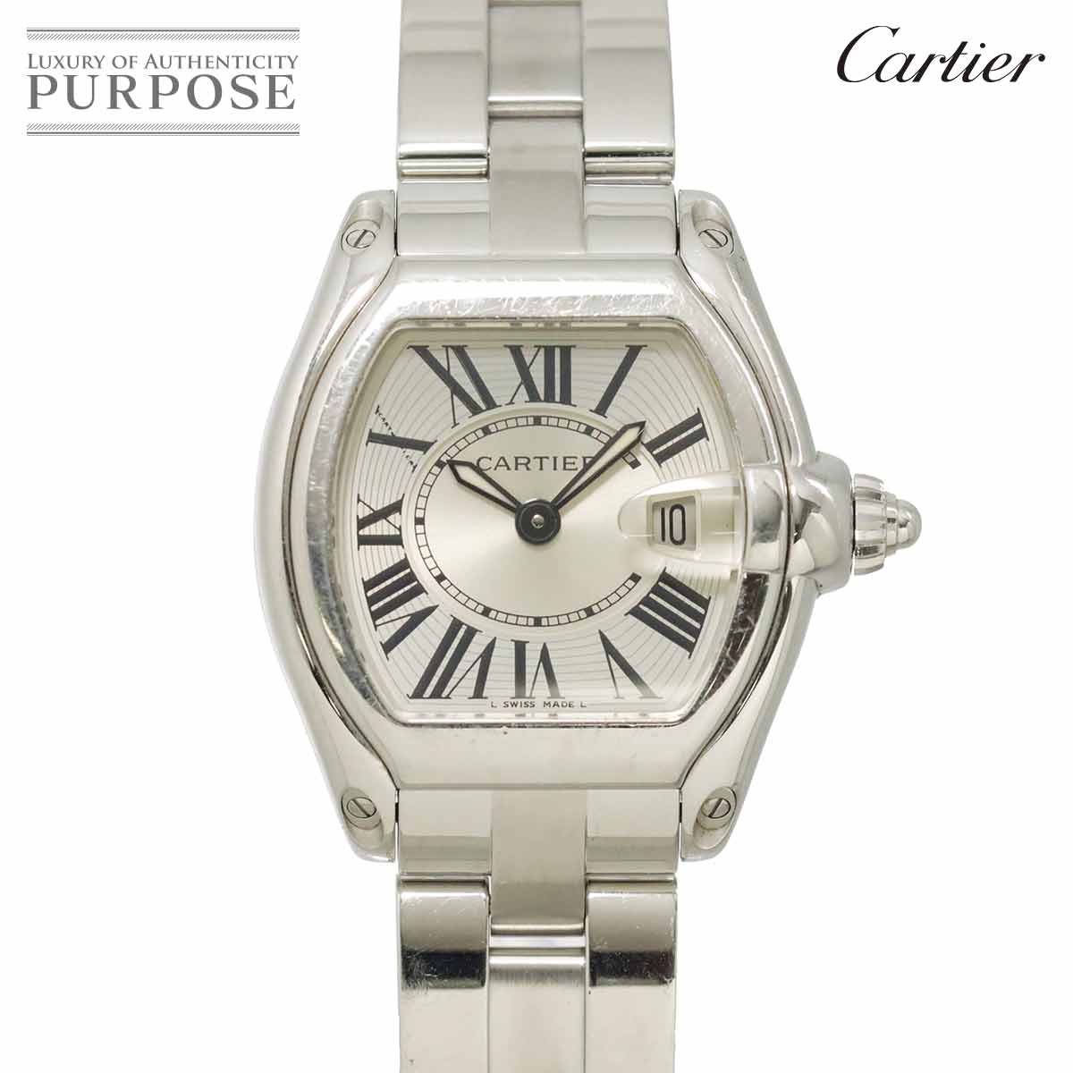 Cartier ロードスター SM W62016V3 レディース 腕時計 デイト シルバー クォーツ ウォッチ Roadster カルティエ 90319617