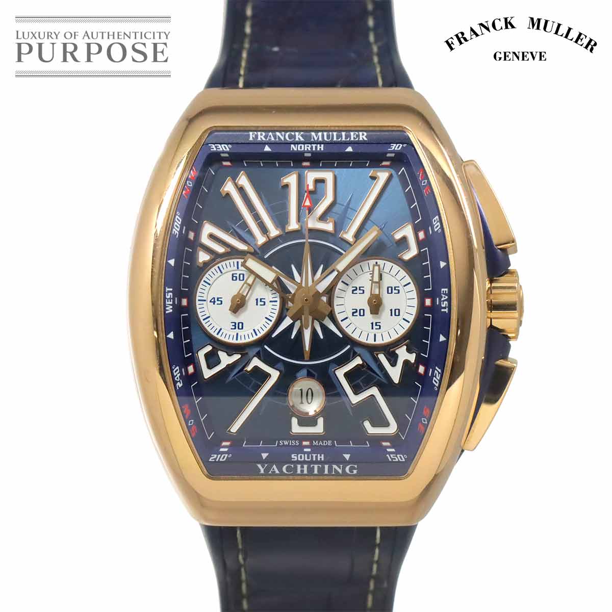 FRANCK MULLER ヴァンガード ヨッティング クロノグラフ V45CCDTYACHTING5NBL メンズ 腕時計 デイト ブルー K18PG ピンクゴールド オートマ 自動巻き ウォッチ Vanguard フランクミュラー 90321238