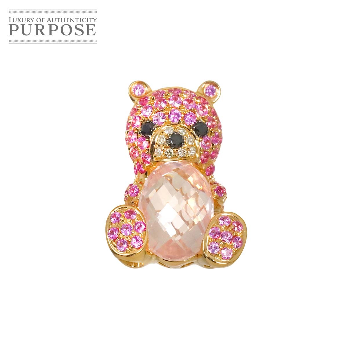 クォーツ 3.13ct サファイヤ 0.90ct ダイヤ ペンダント トップ K18 PG ピンクゴールド 750 Quartz Pendant 90318119