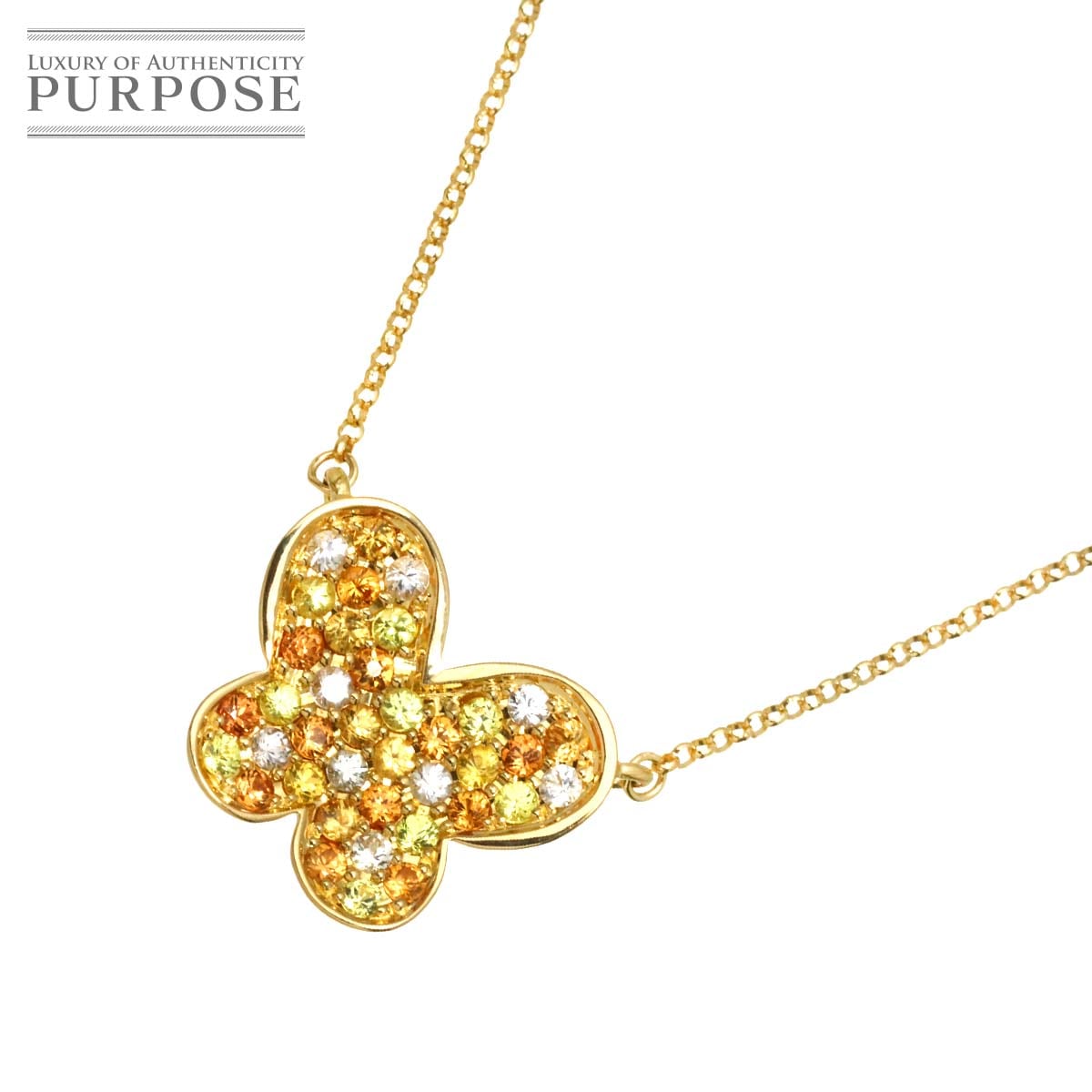 サファイヤ 0.55ct K18 YG ネックレス 45.5cm イエローゴールド 750 【鑑別カード付き】 Sapphire Necklace 90316906