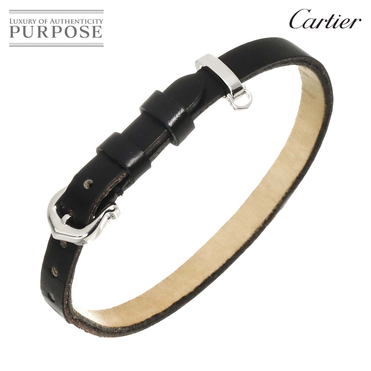 Cartier レザー ブレスレット 17.5cm K18 WG ホワイトゴールド 750 Bracelet カルティエ 90315772