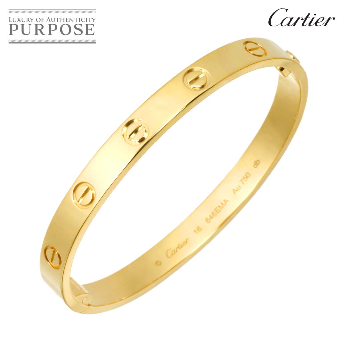 Cartier ラブ ブレス クラシック #16 K18 YG イエローゴールド 750 ブレスレット バングル Love Bracelet【証明書付き】 カルティエ 90316789