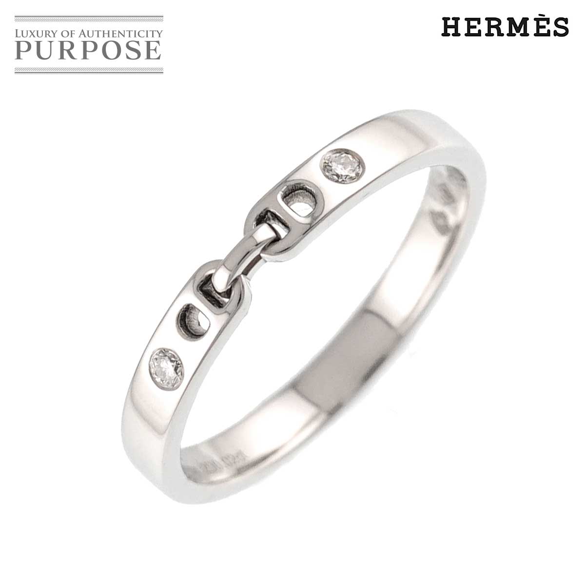 HERMES エヴァー シェーヌダンクル #50 リング ダイヤ 0.02ct Pt プラチナ 指輪 Diamond Ring エルメス 90318948