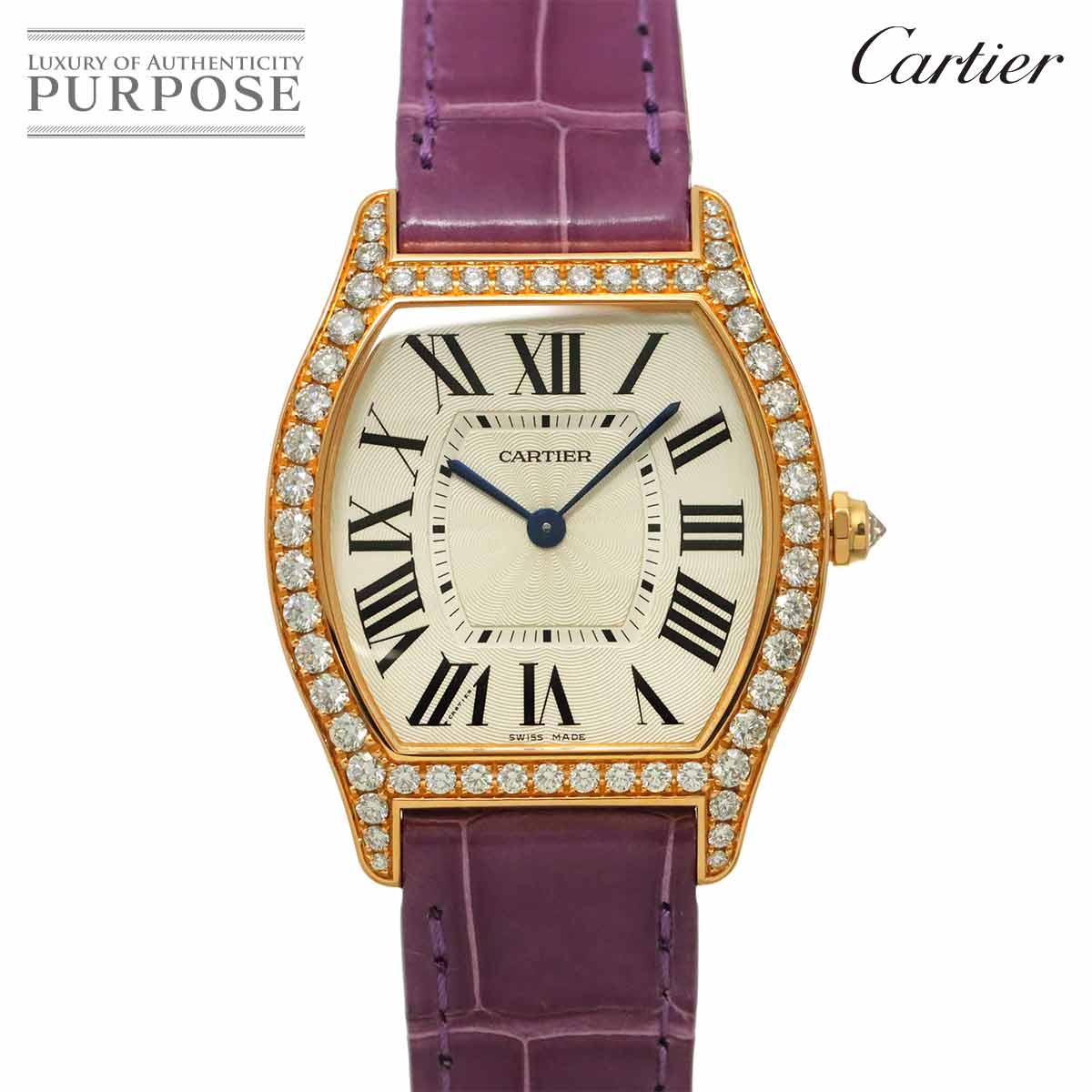Cartier トーチュ MM WA501008 レディース 腕時計 ダイヤベゼル シルバー K18PG ピンクゴールド 手巻き ウォッチ Tortue カルティエ 90320069